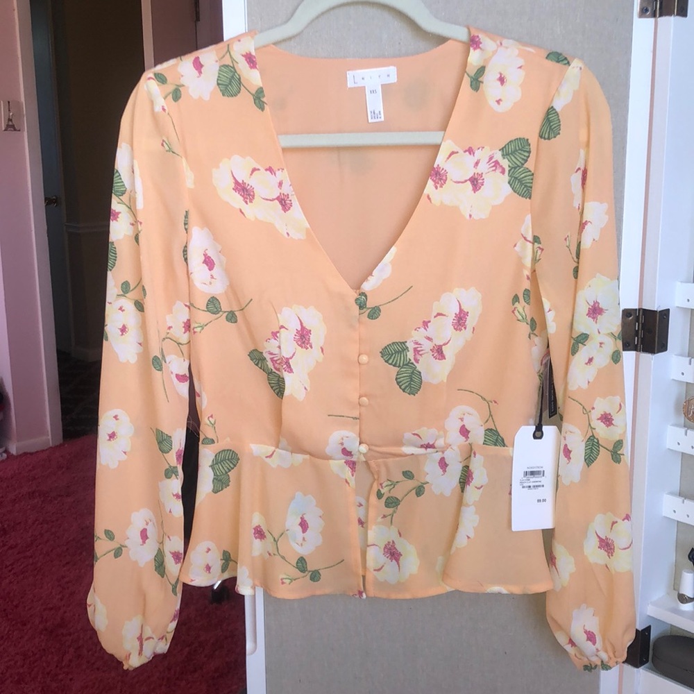 LEITH PEACH FLORAL BLOUSE